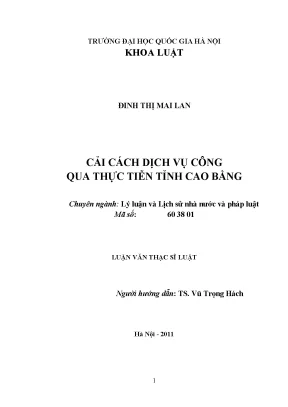 Luận văn thạc sĩ vnu ls cải cách dịch vụ công qua thực tiễn tỉnh cao bằng