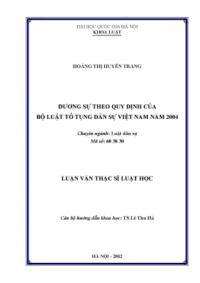 Luận văn thạc sĩ vnu ls đương sự theo quy định của bộ luật tố tụng dân sự năm 2004