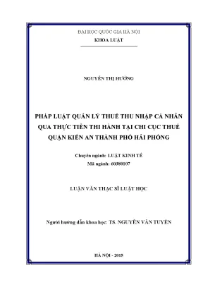 Luận văn thạc sĩ vnu ls pháp luật quản lý thuế thu nhập cá nhân qua thực tiễn thi hành tại chi cục thuế quận kiến an thành phố hải phòng