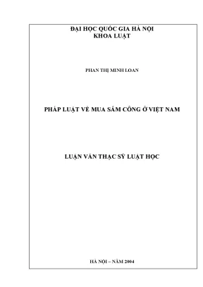 Luận văn thạc sĩ vnu ls pháp luật về mua sắm công ở việt nam luận văn ths luật 6 01 05