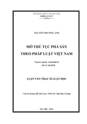 Luận văn thạc sĩ vnu ls mở thủ tục phá sản theo pháp luật việt nam