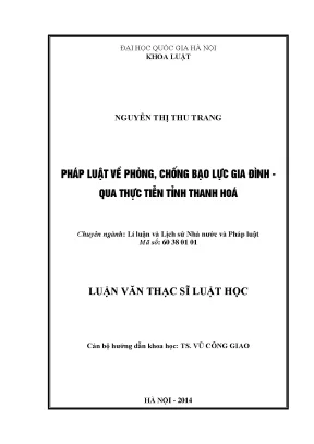 Luận văn thạc sĩ vnu ls pháp luật về phòng chống bạo lực gia đình qua thực tiễn tỉnh thanh hoá