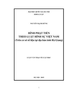 Luận văn thạc sĩ vnu ls hình phạt tiền theo luật hình sự việt nam trên cơ sở số liệu tại địa bàn tỉnh hà giang