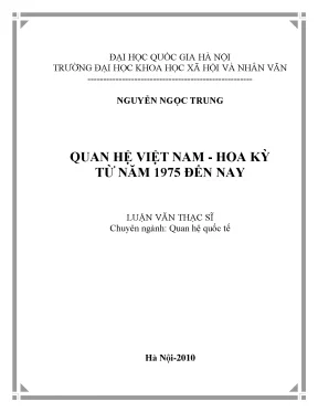 Luận văn thạc sĩ ussh quan hệ việt nam hoa kỳ từ năm 1975 đến nay