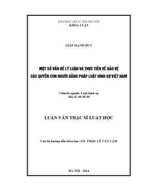 Luận văn thạc sĩ vnu ls một số vấn đề lý luận và thực tiễn về bảo vệ các quyền con người bằng pháp luật hình sự việt nam