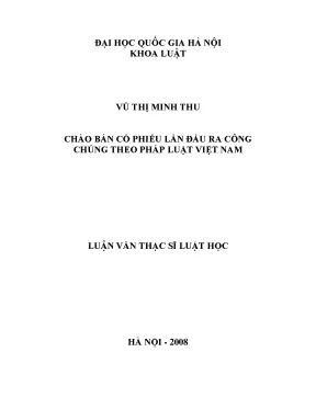 Luận văn thạc sĩ vnu ls chào bán cổ phiếu lần đầu ra công chúng theo pháp luật việt nam