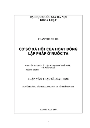 Luận văn thạc sĩ vnu ls cơ sở xã hội của hoạt động lập pháp ở nước ta