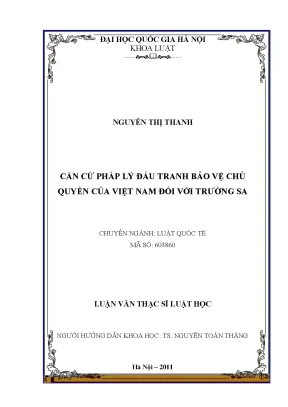 Luận văn thạc sĩ vnu ls căn cứ pháp lý đấu tranh bảo vệ chủ quyền của việt nam đối với trường sa
