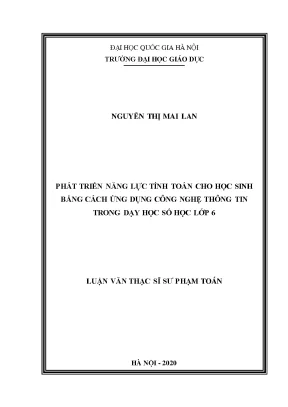 Luận văn thạc sĩ vnu ued phát triển năng lực tính toán cho học sinh bằng cách ứng dụng công nghệ thông tin trong dạy học số học lớp 6