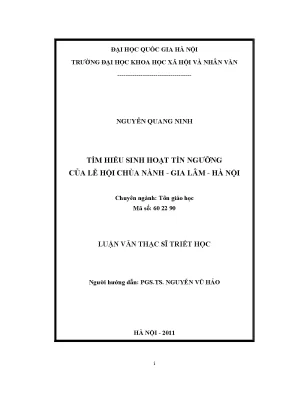 Luận văn thạc sĩ ussh tìm hiểu sinh hoạt tín ngưỡng của lễ hội chùa nành gia lâm hà nội