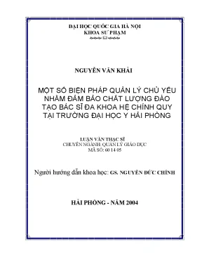 Luận văn thạc sĩ vnu ued một số biện pháp quản lý chủ yếu nhằm đảm bảo chất lượng đào tạo bác sĩ đa khoa hệ chính quy tại trường đại học y hải phòng