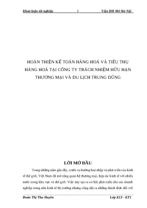 Luận văn hoàn thiện kế toán hàng hoá và tiêu thụ hàng hoá tại công ty trách nhiệm hữu hạn thương mại và du lịch trung dũng