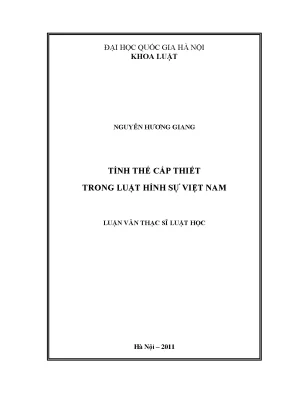 Luận văn thạc sĩ vnu ls tình thế cấp thiết trong luật hình sự việt nam