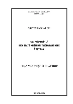 Luận văn thạc sĩ vnu ls giải pháp pháp lý kiểm soát ô nhiễm môi trường làng nghề ở việt nam