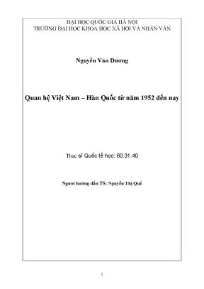 Luận văn thạc sĩ ussh quan hệ việt nam hàn quốc từ 1992 đến nay luận văn ths quốc tế học 60 31 40