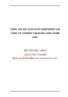 Luận văn công tác kế toán xuất nhập khẩu tại công ty cổ phần tập đoàn công nghệ cmc