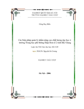 Luận văn thạc sĩ vnu ued các biện pháp quản lý nhằm nâng cao chất lượng dạy học ở trường trung học phổ thông hiệp hoà số 2 tỉnh bắc giang