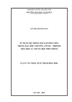 Luận văn thạc sĩ vnu ued sử dụng hệ thống bài tập phân hóa trong dạy học chương ancol phenol hóa học 11 trung học phổ thông