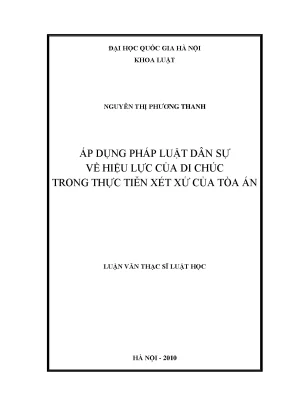 Luận văn thạc sĩ vnu ls áp dụng pháp luật dân sự về hiệu lực của di chúc trong thực tiễn xét xử của tòa án
