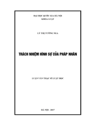 Luận văn thạc sĩ vnu ls trách nhiệm hình sự của pháp nhân