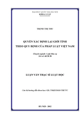Luận văn thạc sĩ vnu ls quyền xác định lại giới tính theo quy định của pháp luật việt nam