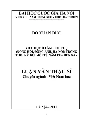 Luận văn thạc sĩ ussh the learning in hoi phu village dong hoi dong anh hanoi in the renovation period from 1986 to present