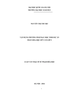 Luận văn thạc sĩ vnu ued vận dụng phương pháp dạy học theo dự án phần hóa học hữu cơ lớp 9