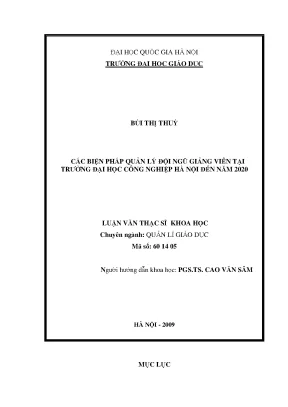 Luận văn thạc sĩ vnu ued các biện pháp quản lý đội ngũ giảng viên tại trường đại học công nghiệp hà nội đến năm 2020