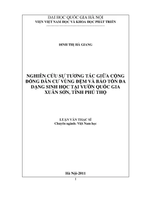 Luận văn thạc sĩ ussh study on the interaction between the buffer zone community and biodiversity conservation in xuan son national park phutho province