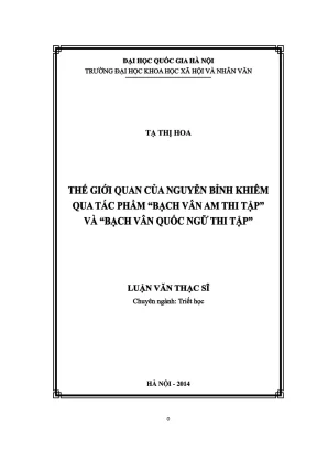 Luận văn thạc sĩ ussh thế giới quan của nguyễn bỉnh khiêm qua tác phẩm bạch vân am thi tậpvà bạch vân quốc ngữ thi tập