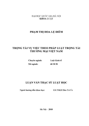 Luận văn thạc sĩ vnu ls trọng tài vụ việc theo pháp luật trọng tài thương mại việt nam