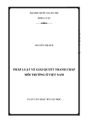 Luận văn thạc sĩ vnu ls pháp luật về giải quyết tranh chấp môi trường ở việt nam