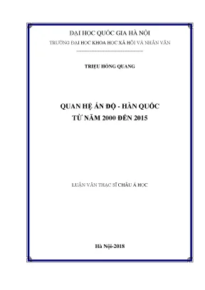 Luận văn thạc sĩ ussh quan hệ ấn độ hàn quốc từ năm 2000 đến 2015