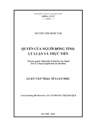 Luận văn thạc sĩ vnu ls quyền của người đồng tính lý luận và thực tiễn