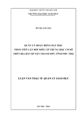 Luận văn thạc sĩ vnu ued quản lý hoạt động dạy học theo tiếp cận đổi mới cấp thcs trên địa bàn huyện thanh sơn tỉnh phú thọ