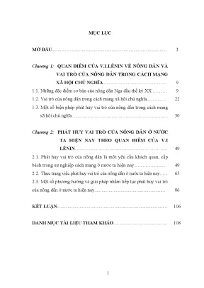 Luận văn thạc sĩ ussh quan điểm của v i lênin về vai trò của nông dân trong cách mạng xã hội chủ nghĩa và việc phát huy vai trò nông dân ở nước ta hiện nay