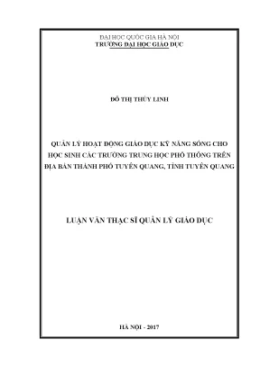 Luận văn thạc sĩ vnu ued quản lý hoạt động giáo dục kỹ năng sống cho học sinh các trường trung học phổ thông trên địa bàn thành phố tuyên quang tỉnh tuyên quang