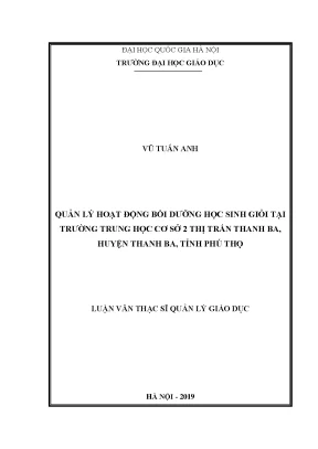 Luận văn thạc sĩ vnu ued quản lý hoạt động bồi dưỡng học sinh giỏi tại trường thcs 2 thị trấn thanh ba huyện thanh ba tỉnh phú thọ