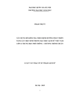 Luận văn thạc sĩ vnu ued xây dựng đề kiểm tra theo định hướng phát triển năng lực học sinh trong dạy học lịch sử việt nam lớp 11 trung học phổ thông chương trình chuẩn