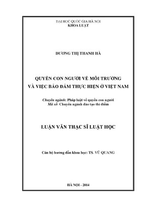 Luận văn thạc sĩ vnu ls quyền con người về môi trường và việc bảo đảm thực hiện ở việt nam