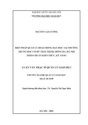 Luận văn thạc sĩ vnu ued biện pháp quản lý hoạt động dạy học tại trường trung học cơ sở thái thịnh đống đa hà nội theo chuẩn kiến thức kỹ năng