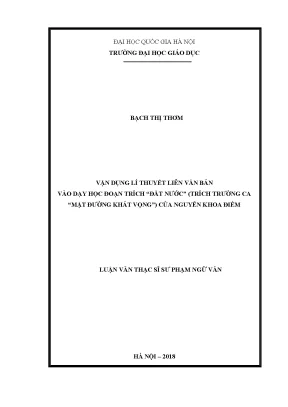 Luận văn thạc sĩ vnu ued vận dụng lí thuyết liên văn bản vào dạy học đoạn trích đất nước trích trường ca mặt đường khát vọng của nguyễn khoa điềm