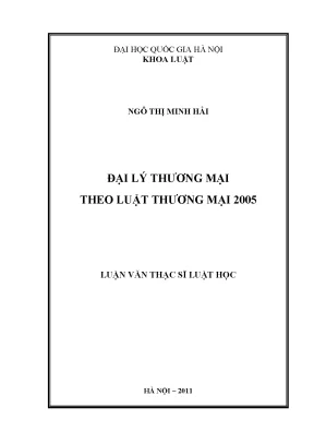 Luận văn thạc sĩ vnu ls đại lý thương mại theo luật thương mại 2005