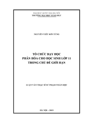Luận văn thạc sĩ vnu ued tổ chức dạy học phân hóa cho học sinh lớp 11 trong chủ đề giới hạn