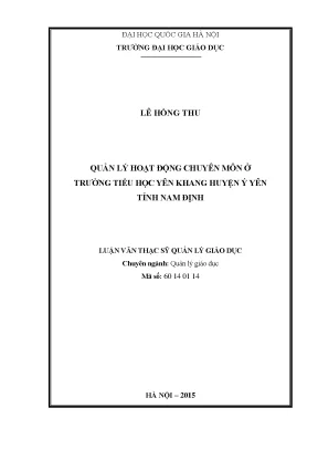 Luận văn thạc sĩ vnu ued quản lý hoạt động chuyên môn ở trường tiểu học yên khang huyện ý yên tỉnh nam định