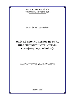Luận văn thạc sĩ vnu ued quản lý đào tạo đại học hệ từ xa theo phương thức trực tuyến tại viện đại học mở hà nội