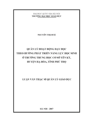 Luận văn thạc sĩ vnu ued quản lý hoạt động dạy học theo hướng phát triển năng lực học sinh ở trường trung học cơ sở yên kỳ huyện hạ hòa tỉnh phú thọ