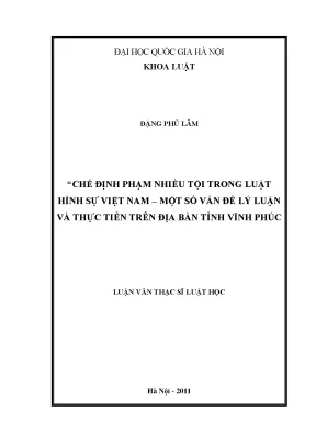 Luận văn thạc sĩ vnu ls chế định phạm nhiều tội trong luật hình sự việt nam một số vấn đề lý luận và thực tiễn trên địa bàn tỉnh vĩnh phúc