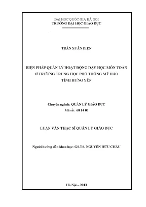 Luận văn thạc sĩ vnu ued biện pháp quản lý hoạt động dạy học môn toán ở trường trung học phổ thông mỹ hào tỉnh hưng yên