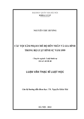 Luận văn thạc sĩ vnu ls các tội xâm phạm chế độ hôn nhân và gia đình trong bộ luật hình sự năm 1999